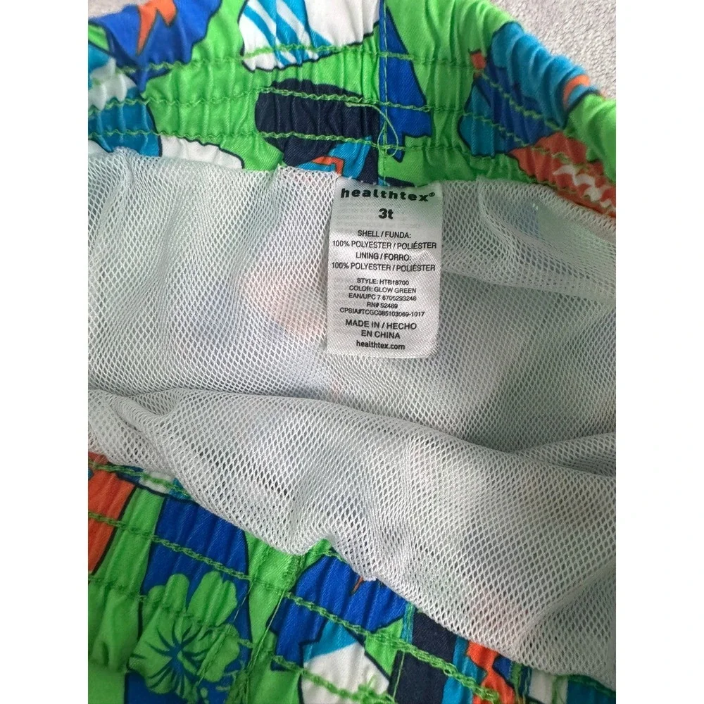 Healthtex‎ Boys 3T Swim Trunks Green Surfboard Print Elastic Waist Drawstring